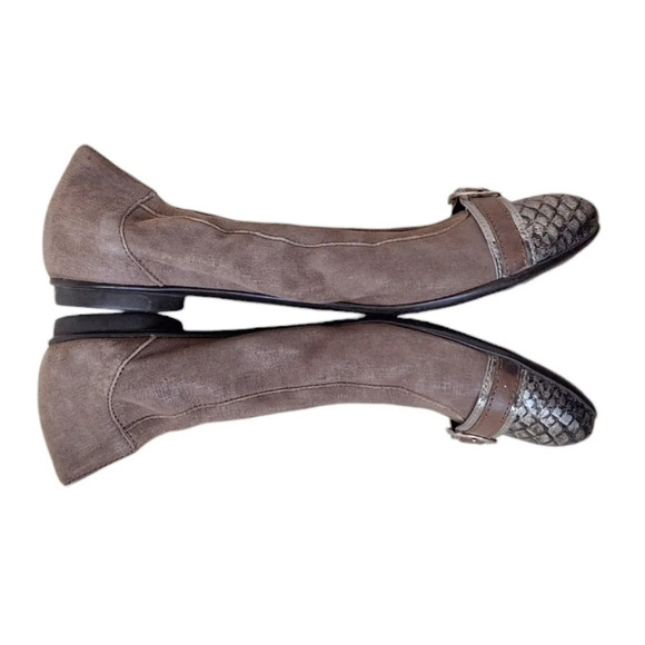AGL Suede Ballet Flats Italy Neutral Taupe Business Casual Professional EU 41.5 - Picture 5 of 7